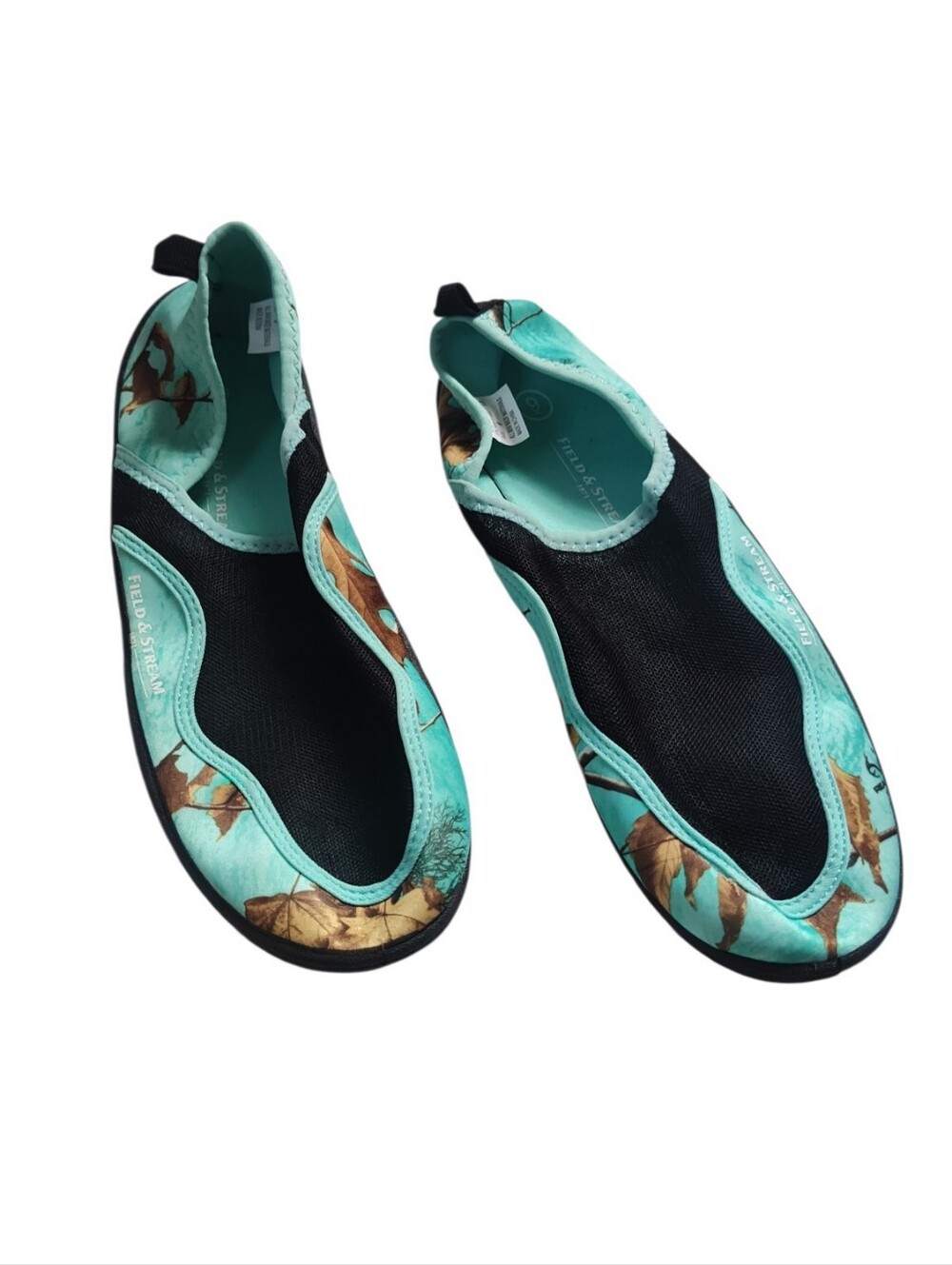 Teal Field & Stream Aqua Camo Water Shoes Aqua Socks Slip On Sz 9
